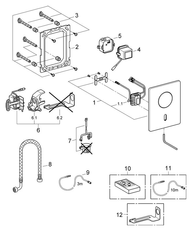 Infrarot-Elektronik Tectron Rondo 37421, für Urinal, 6 V Lithium-Batterie, Typ CR-P2, chrom