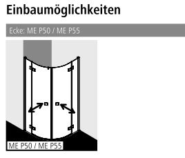 Kermi Duschdesign Viertelkreis-Walk-In-Duschkabine (Pendeltüren mit Festfeldern) mit Wandprofil „MENA“ Profile Schwarz Soft (RAL 9005), BV: 875 - 900 mm GAK: 860 - 880 mm WE: 885 - 905 mm H: 2000 mm