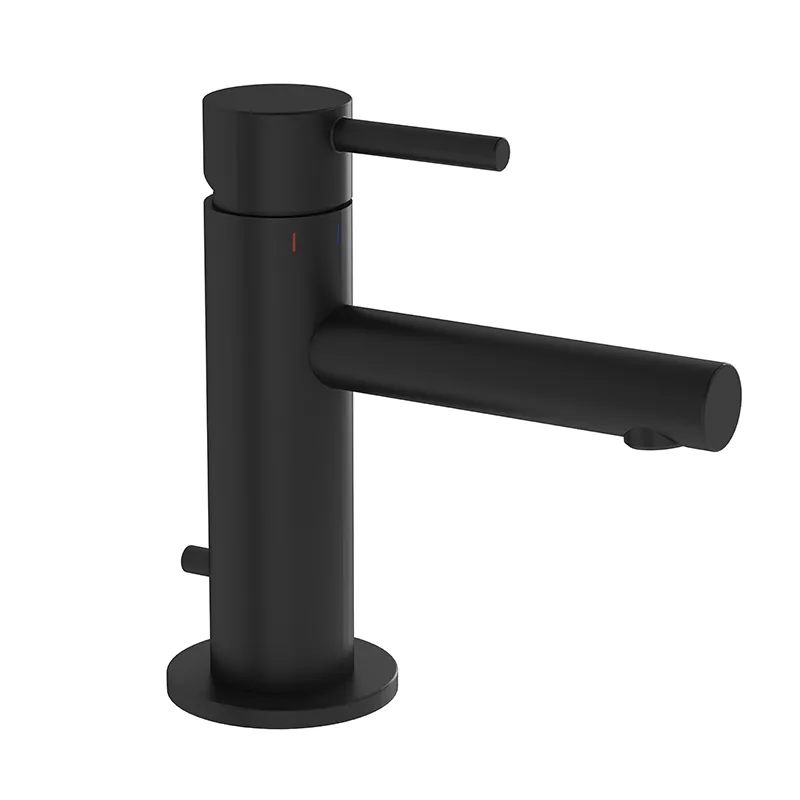 Origin Einhebel-Waschtischmischer mit Ablaufgarnitur Höhe 15 cm Einlochmontage Schwarz Matt WTC