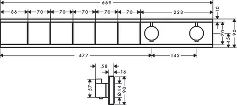 Thermostat Unterputz RainSelect Fertigset 5 Verbraucher chrom Thermostat Unterputz RainSelect Fertigset 5 Verbraucher chrom