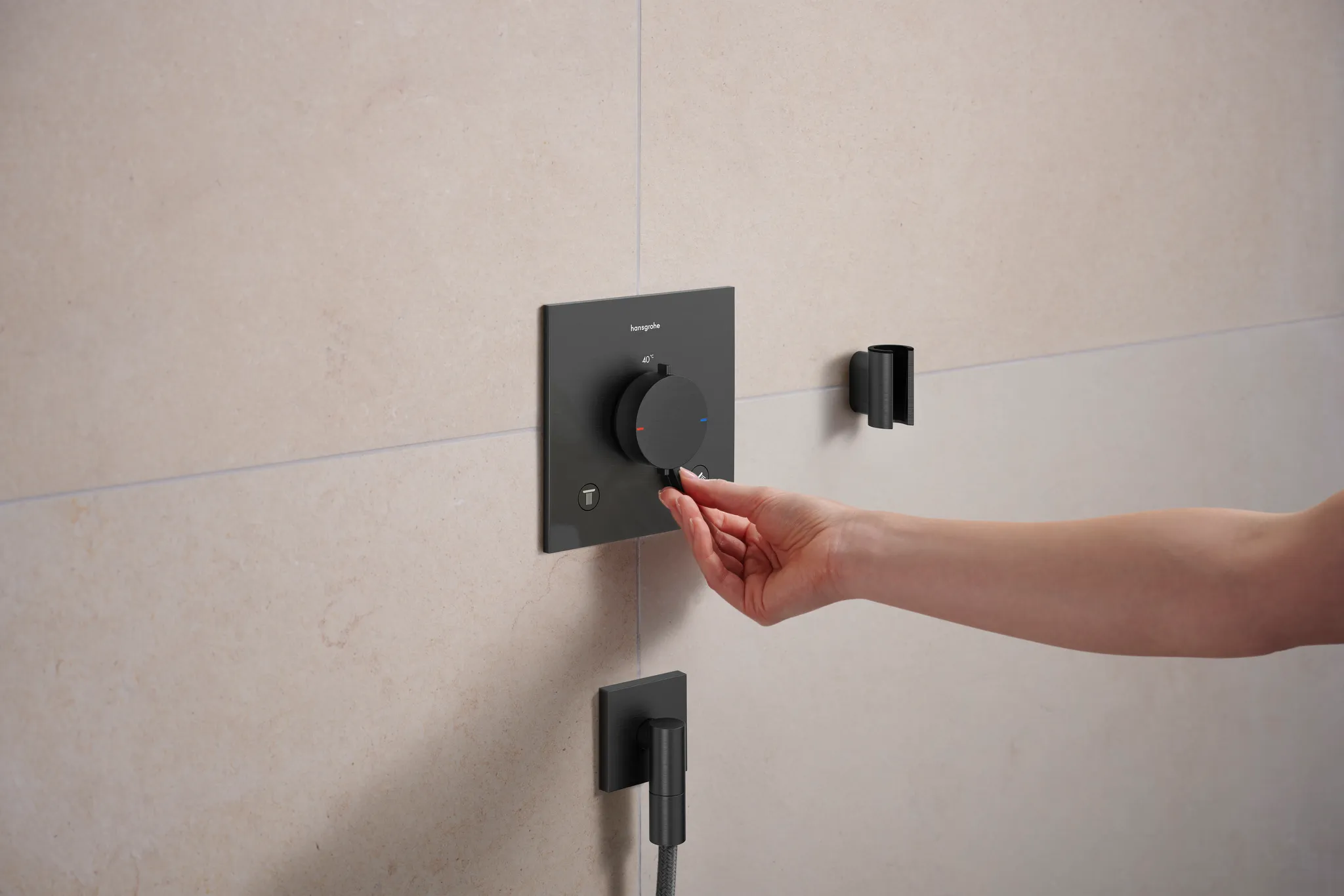 Hansgrohe Porter Fine Brausehalter, Brushed Black Chrome