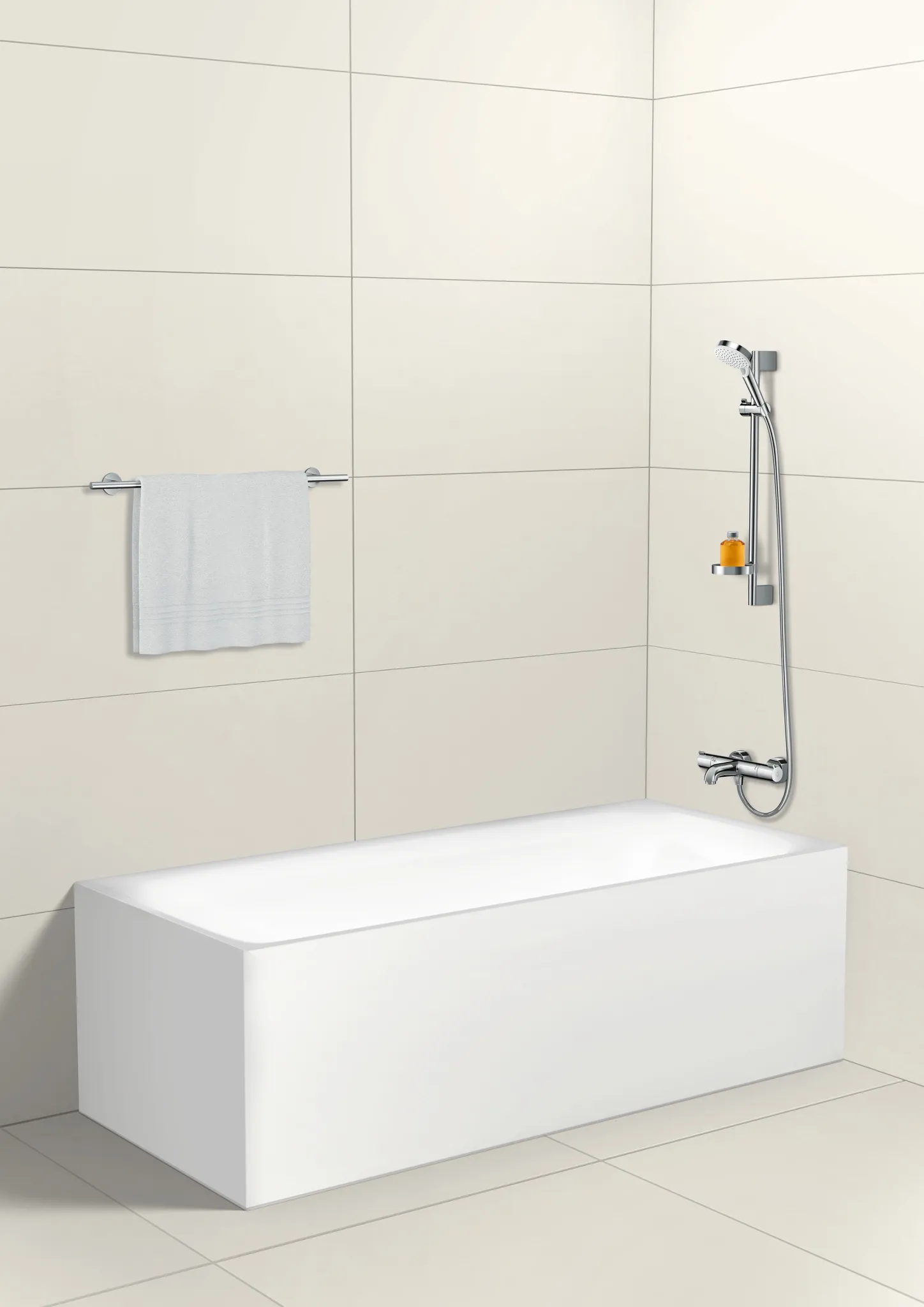 Brausenset Crometta Vario/Unica 650mm weiss/chrom mit Cassetta Brausenset Crometta Vario/Unica 650mm weiss/chrom mit Cassetta