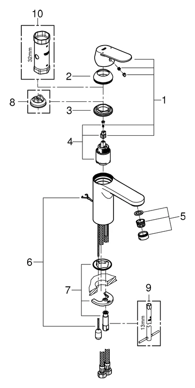 Einhand-Waschtischbatterie Eurosmart Cosmopolitan 23326, M-Size, Einlochmontage, versenkbare Kette, chrom Einhand-Waschtischbatterie Eurosmart Cosmopolitan 23326, M-Size, Einlochmontage, versenkbare Kette, chrom