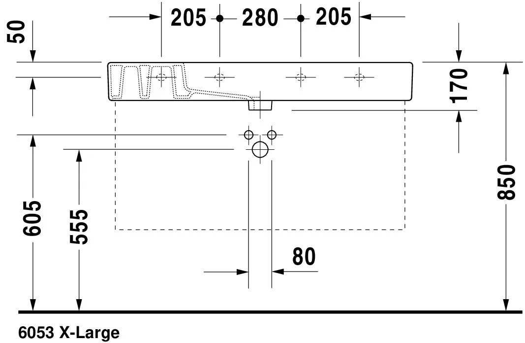 Wandwaschtisch „Vero“, mit Überlauf, Hahnlochposition mittig Wandwaschtisch „Vero“, mit Überlauf, Hahnlochposition mittig