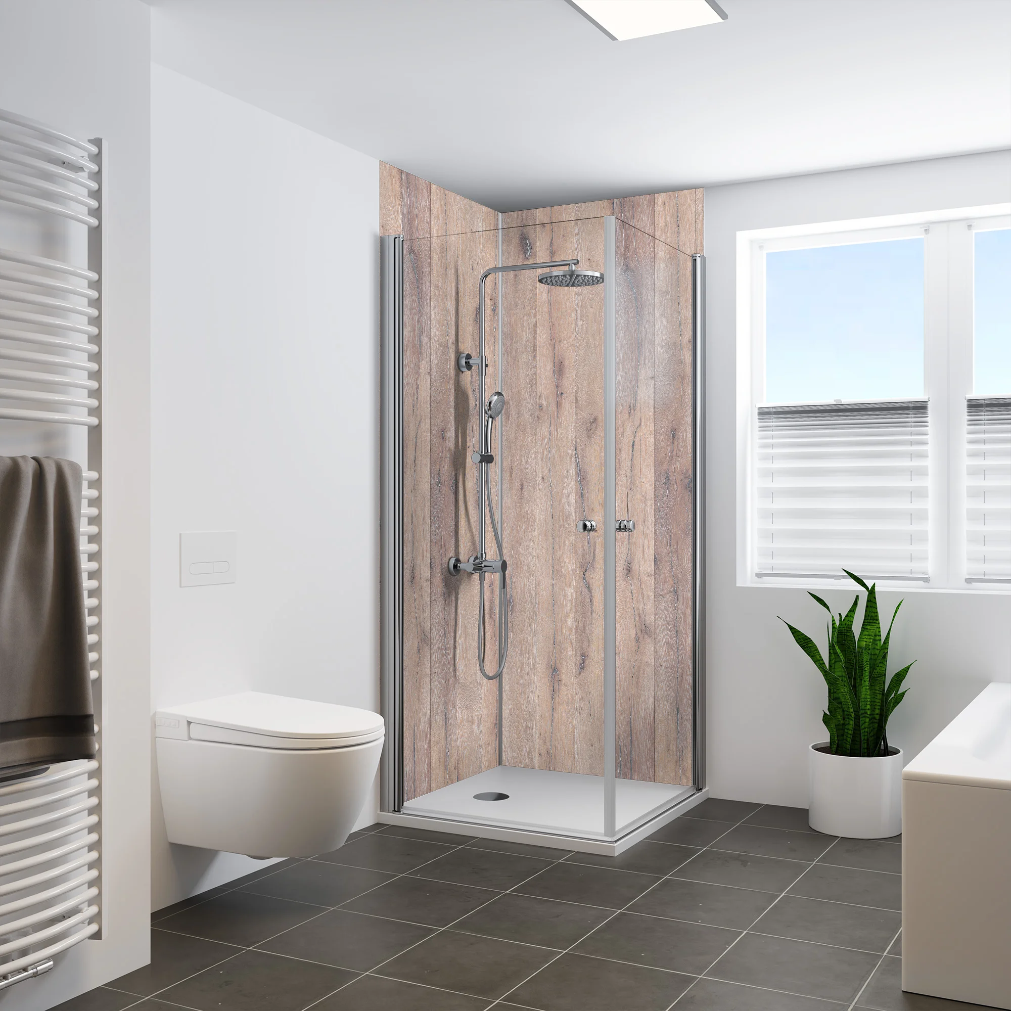 Breuer QUICK 72 Rückwand – Holzdekor Eiche Landhaus, 1000 mm × 2100 mm, flexibler Fliesen-Ersatz Breuer QUICK 72 Rückwand – Holzdekor Eiche Landhaus, 1000 mm × 2100 mm, flexibler Fliesen-Ersatz
