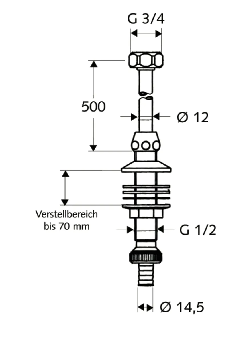Spülengarnitur, Überwurfmutter G 3/4 IG, Schlauchverschraubung Ø 14,5 mm (DN 20 G 3/4 AG), chrom Spülengarnitur, Überwurfmutter G 3/4 IG, Schlauchverschraubung Ø 14,5 mm (DN 20 G 3/4 AG), chrom