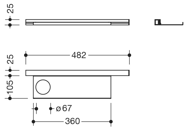 HEWI Ablage 950.13.0004 SC 48,2 × 2,5 × 10,2 cm