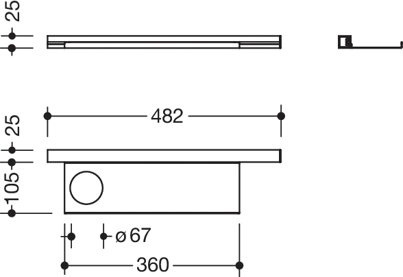 HEWI Ablage in 48,2 × 2,5 × 10,2 cm HEWI Ablage in 48,2 × 2,5 × 10,2 cm