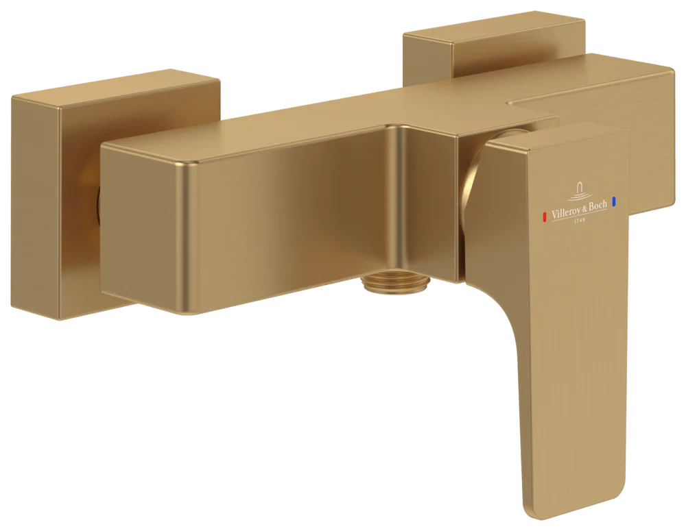 Villeroy & Boch Einhebel-Duscharmatur Architectura Square, Brushed Gold, 112 mm Höhe, 210 x 122 mm Maße