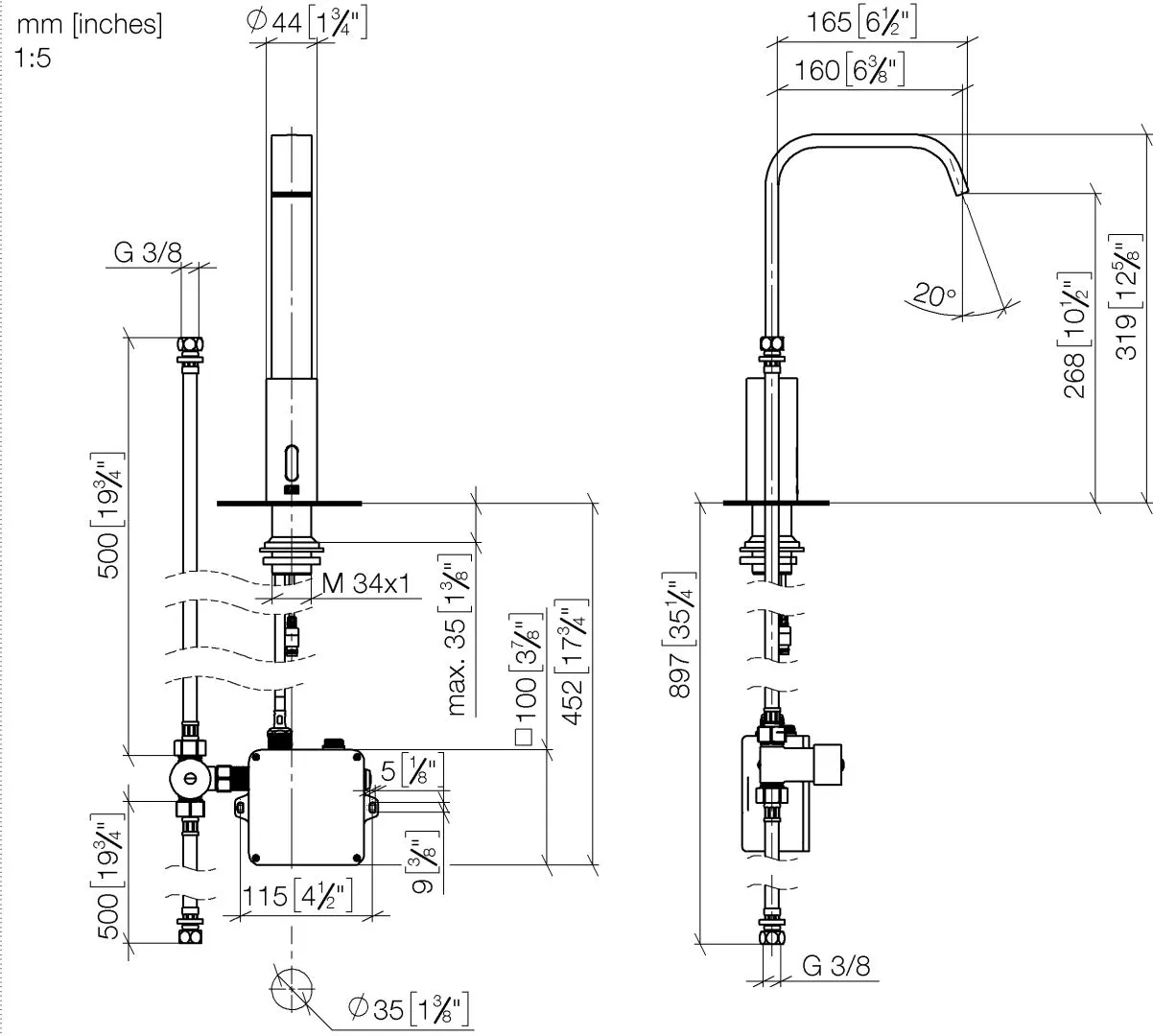 Waschtischarmatur mit elektronischer Öffnungs- und Schließfunktion ohne Ablaufgarnitur IMO Chrom 44521670 Waschtischarmatur mit elektronischer Öffnungs- und Schließfunktion ohne Ablaufgarnitur IMO Chrom 44521670
