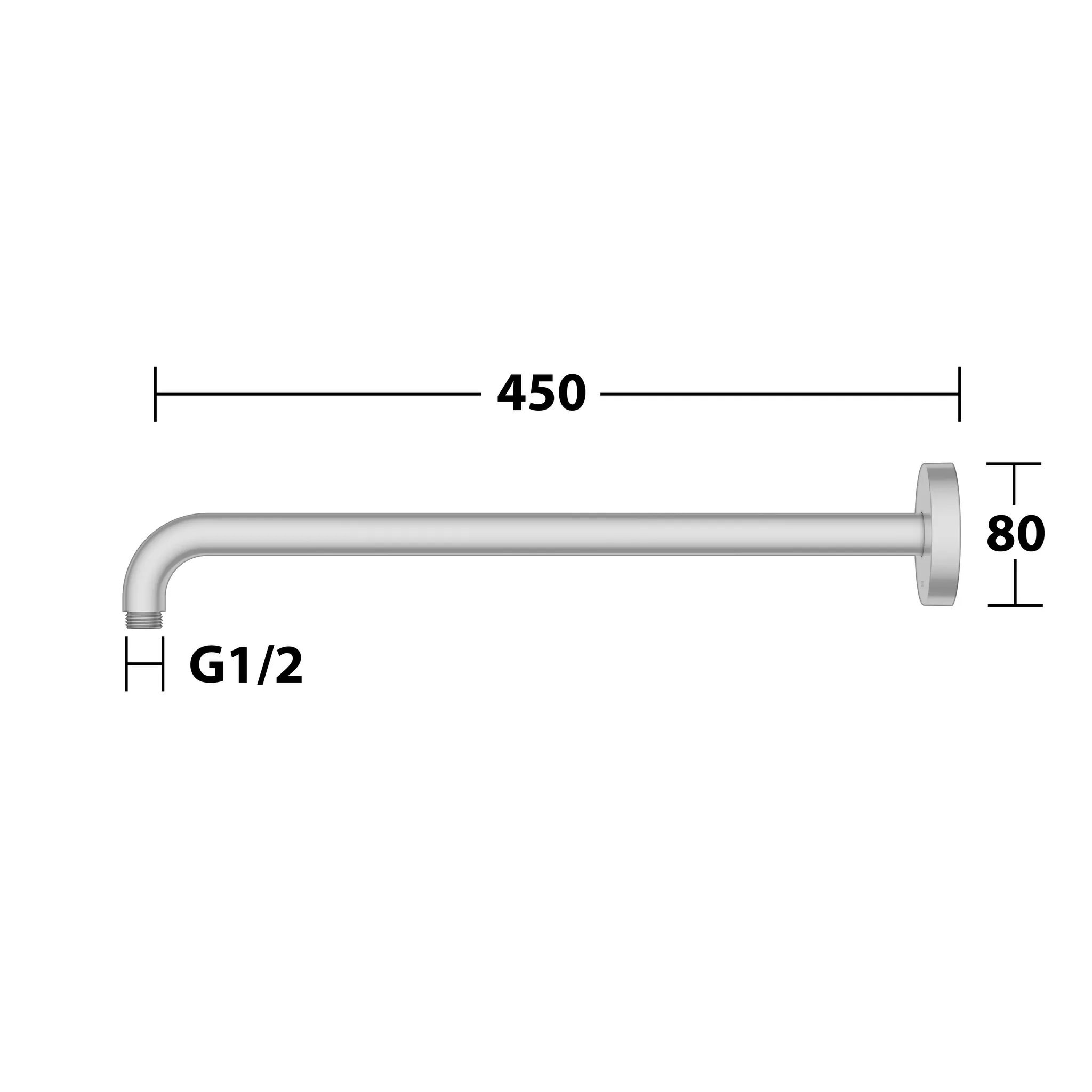 Elegance 51688170400 Brausearm Wandanschluß rund 450 mm Aluminium-finish