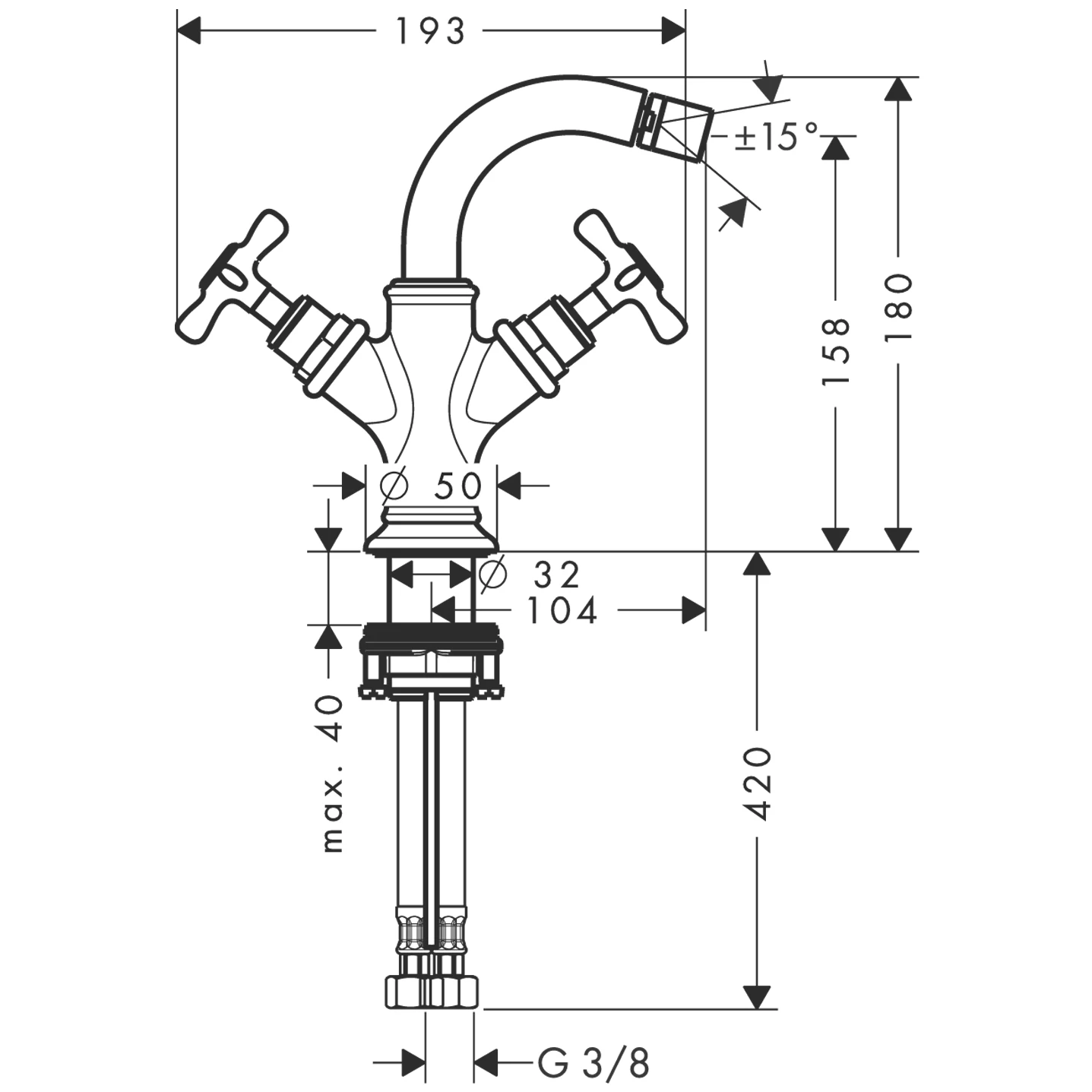 Zweigriff Bidetarmatur Axor Montreux chrom