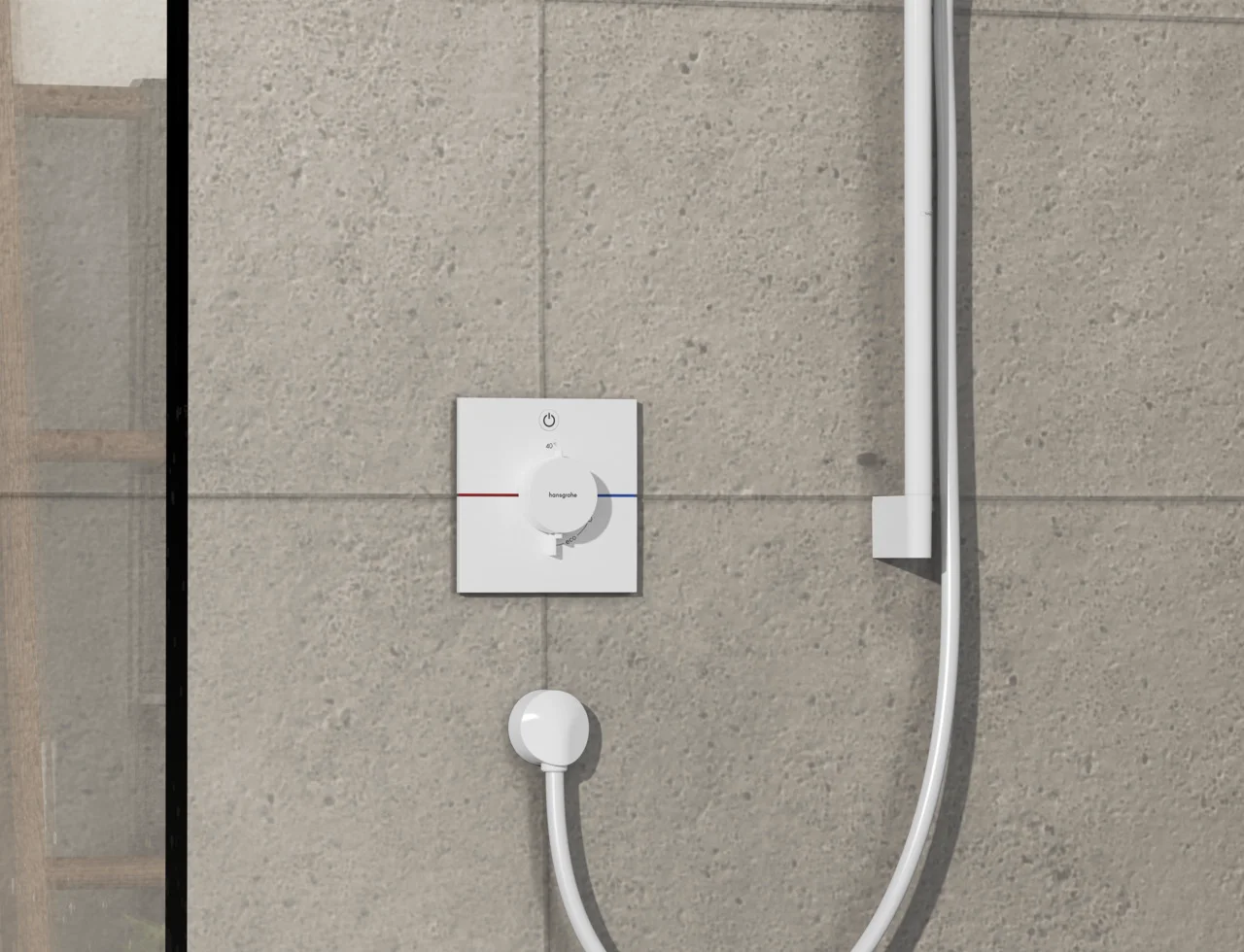 Hansgrohe ShowerSelect Comfort E Thermostat Unterputz, Mattweiß, 1 Verbraucher, flache Rosette, einfache Installation