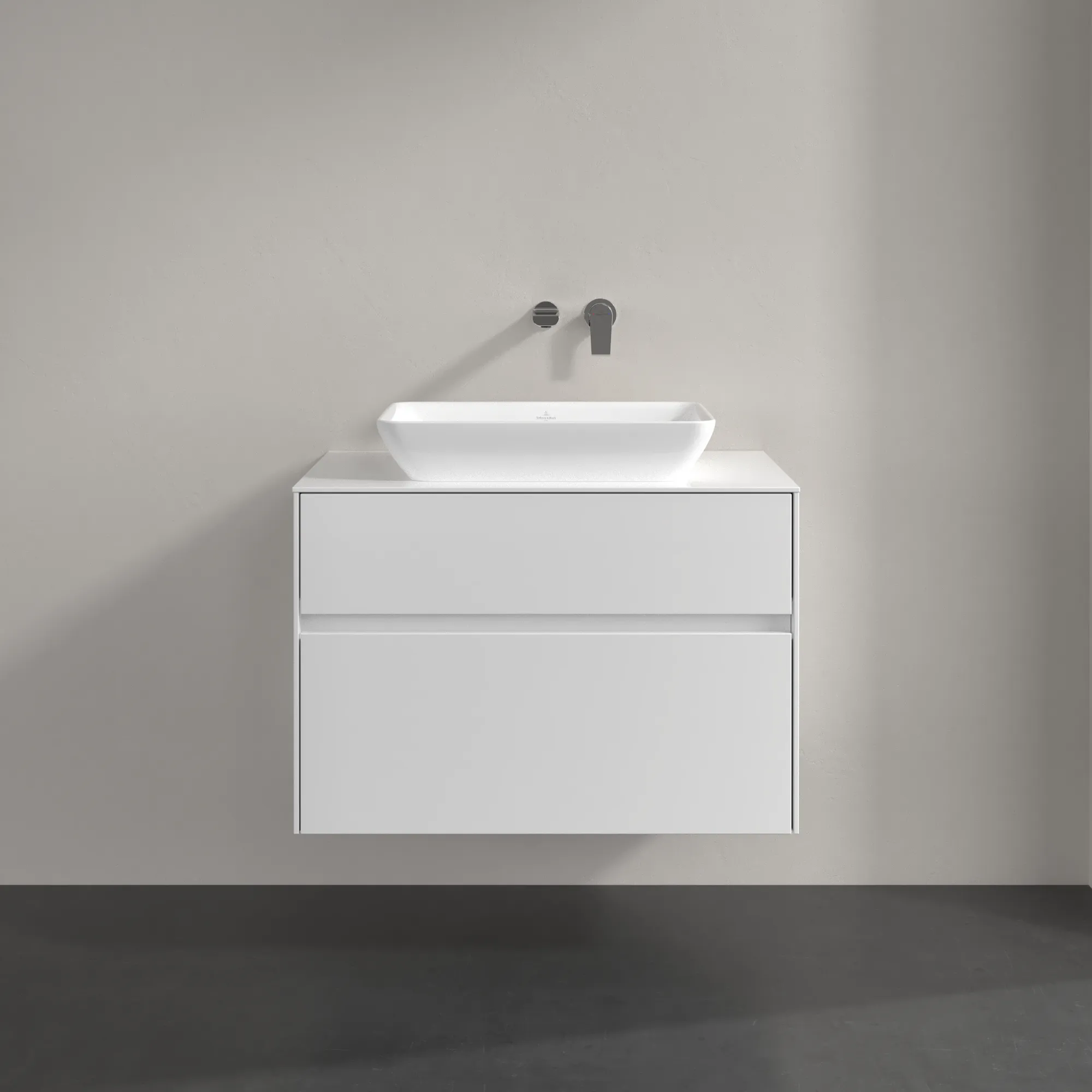 Villeroy & Boch Waschtischunterschrank „Collaro“ 800 × 548 × 500 mm Glossy White, mit Beleuchtung, für Becken mittig