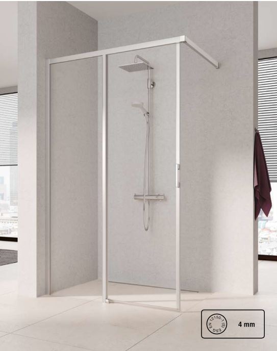 Kermi Duschabtrennung Walk-In Wall Gleit links „LIGA“ 185 cm Profile Silber Mattglanz,