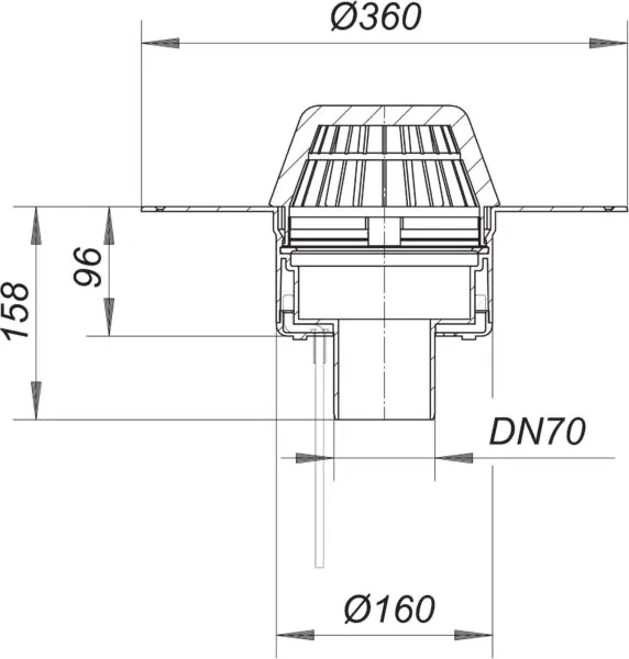 Dachablauf 62 H PVC, beheizt, DN 70