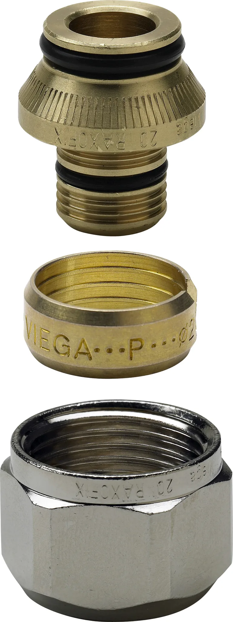 Viega „Raxofix“ Anschlussverschraubung vernickelt 16 mm × 3/4″ Viega „Raxofix“ Anschlussverschraubung vernickelt 16 mm × 3/4″