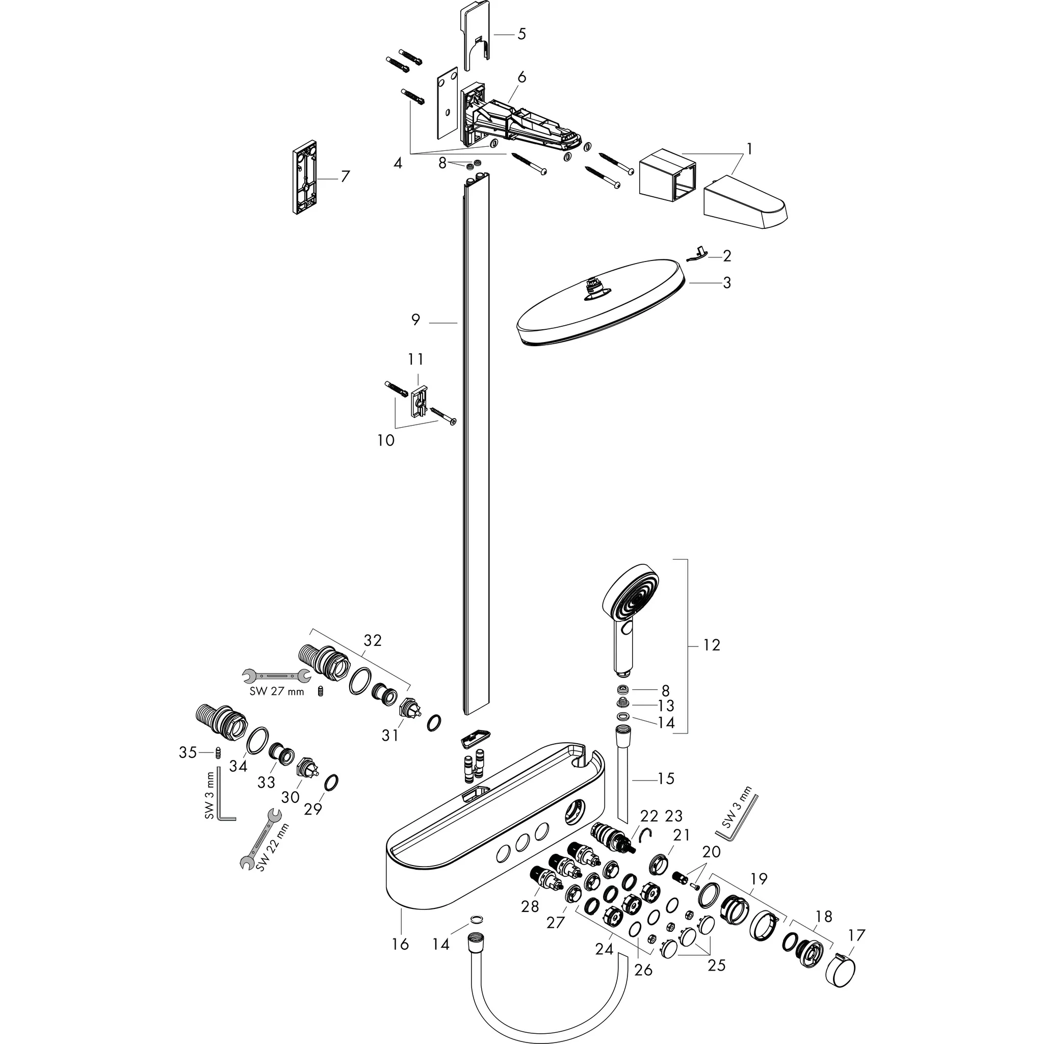 Hansgrohe Pulsify S Showerpipe 260 2jet EcoSmart, Mattweiß