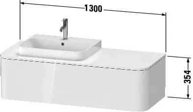 Duravit Waschtischunterschrank wandhängend „Happy D.2 Plus“ 130 × 35,4 × 55 cm, links Duravit Waschtischunterschrank wandhängend „Happy D.2 Plus“ 130 × 35,4 × 55 cm, links