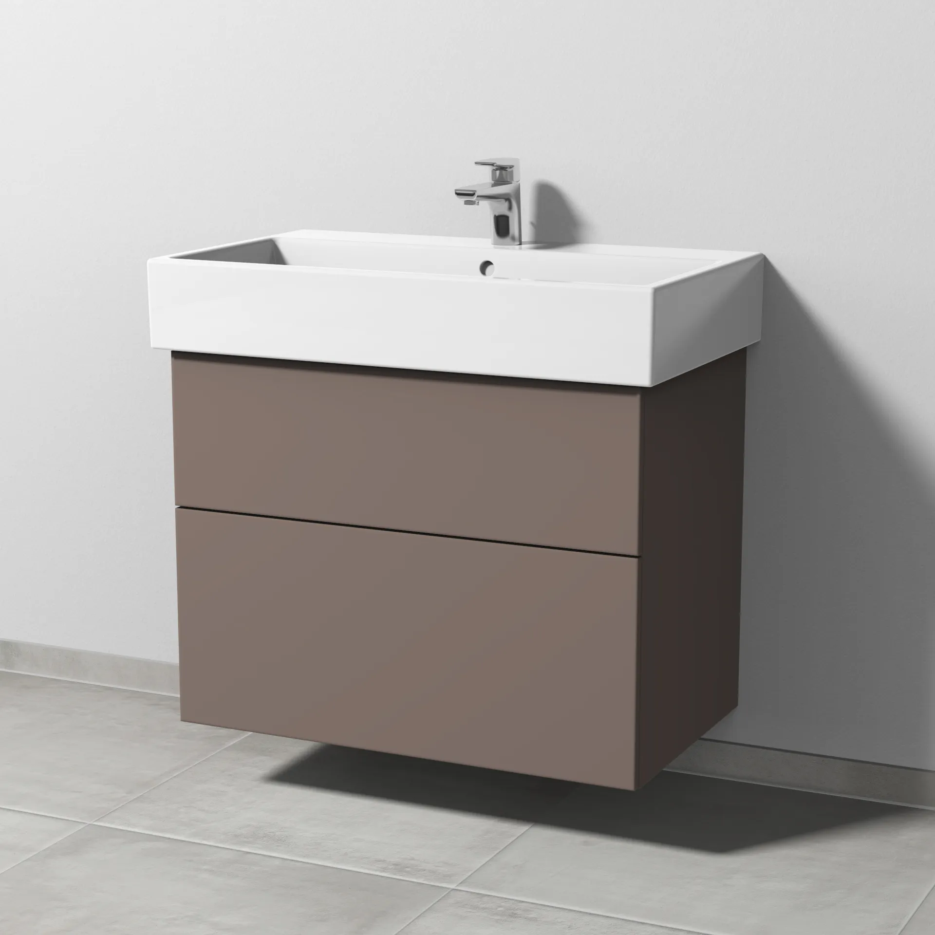 Sanipa Waschtischunterschrank „3way“ passend zu Keramik-Waschtische Vero Air von Duravit 750 × 591 × 447 mm in Taupe (matt)