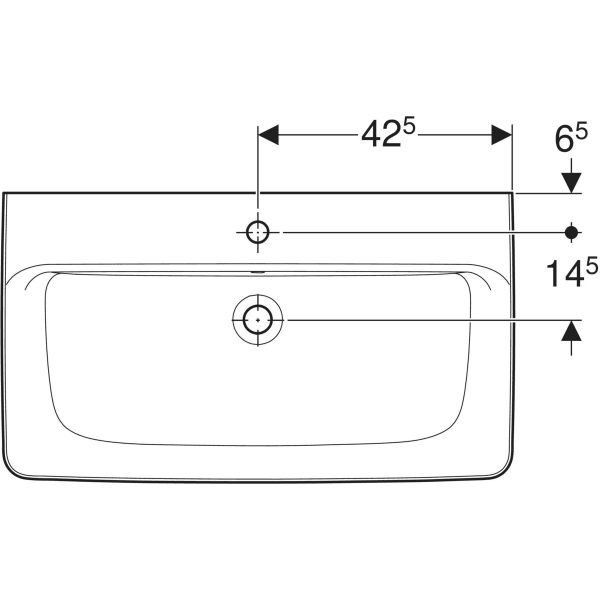 Aufsatzwaschtisch „Renova Plan“, rechteckig 85 × 48 cm in weiß alpin