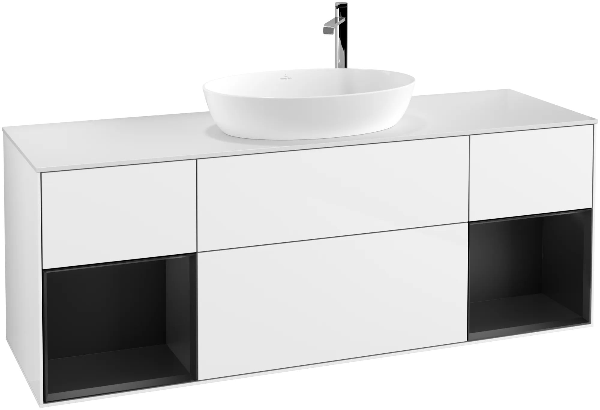 Villeroy & Boch Waschtischunterschrank „Finion“ für Schrankwaschtisch 1600 × 603 × 501 mm Glossy White Lacquer, für Becken mittig, mit Hahnlochbohrung