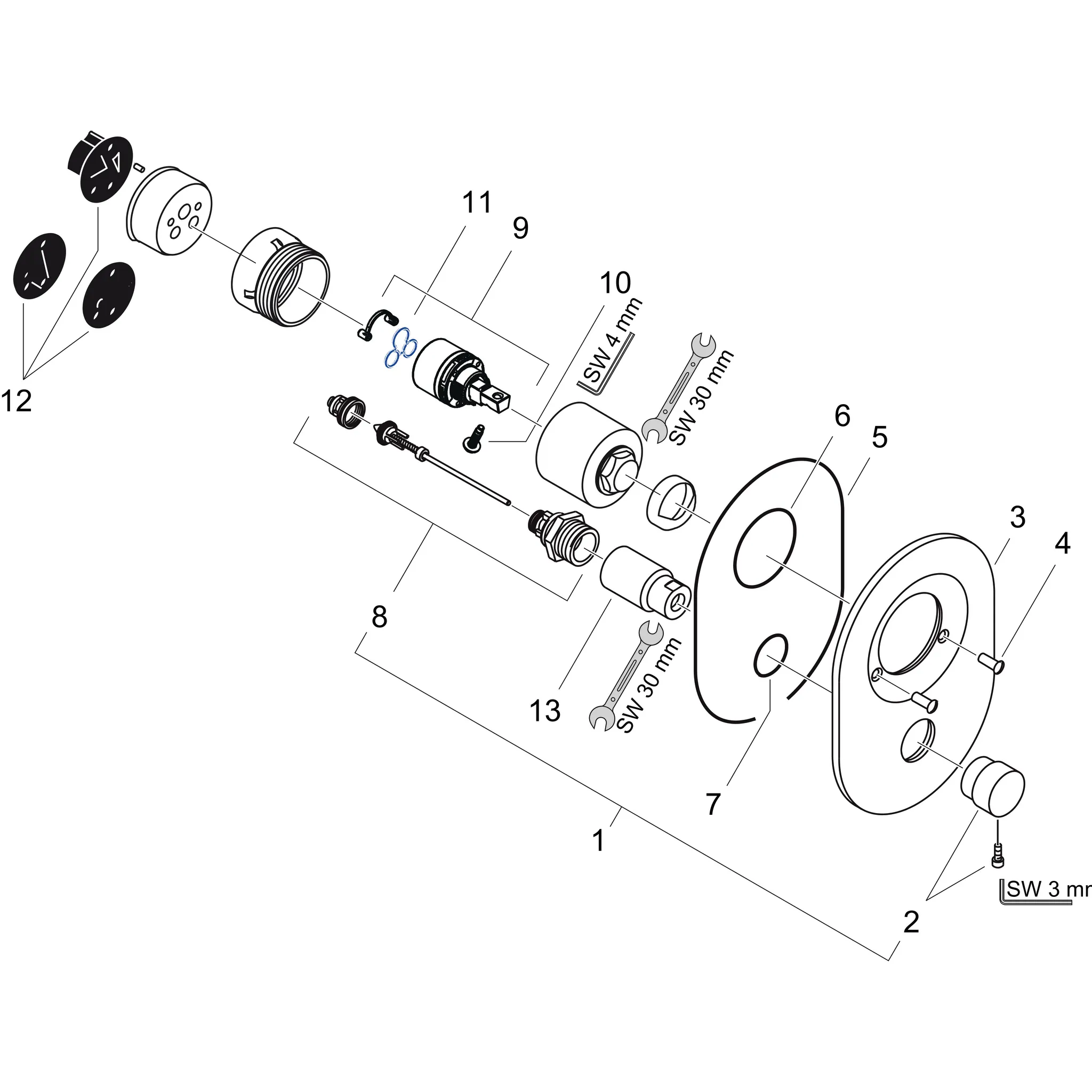 Hansgrohe AXOR Terrano Umrüstset Kugel auf M3 Wannenmischer Unterputz Chrom Hansgrohe AXOR Terrano Umrüstset Kugel auf M3 Wannenmischer Unterputz Chrom