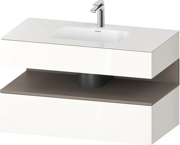 Einbauwaschtisch mit Konsolenwaschtischunterbau „Qatego“ 100 × 55 × 60 cm, mit Beleuchtung Einbauwaschtisch mit Konsolenwaschtischunterbau „Qatego“ 100 × 55 × 60 cm, mit Beleuchtung