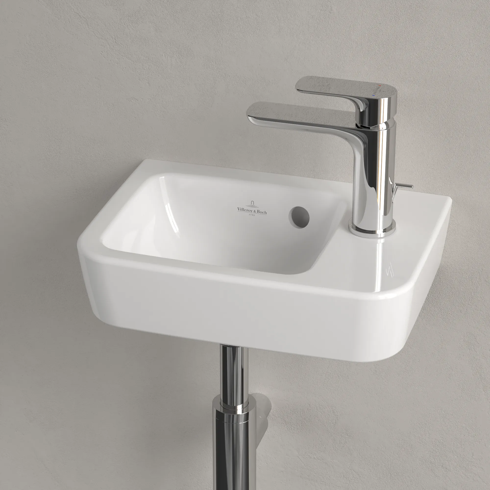 Villeroy & Boch Handwaschbecken „O.novo“ Compact 360 × 250 × 145 mm, Hahnlochposition rechts, für Becken links, mit Hahnlochbohrung in Weiß Alpin Villeroy & Boch Handwaschbecken „O.novo“ Compact 360 × 250 × 145 mm, Hahnlochposition rechts, für Becken links, mit Hahnlochbohrung in Weiß Alpin