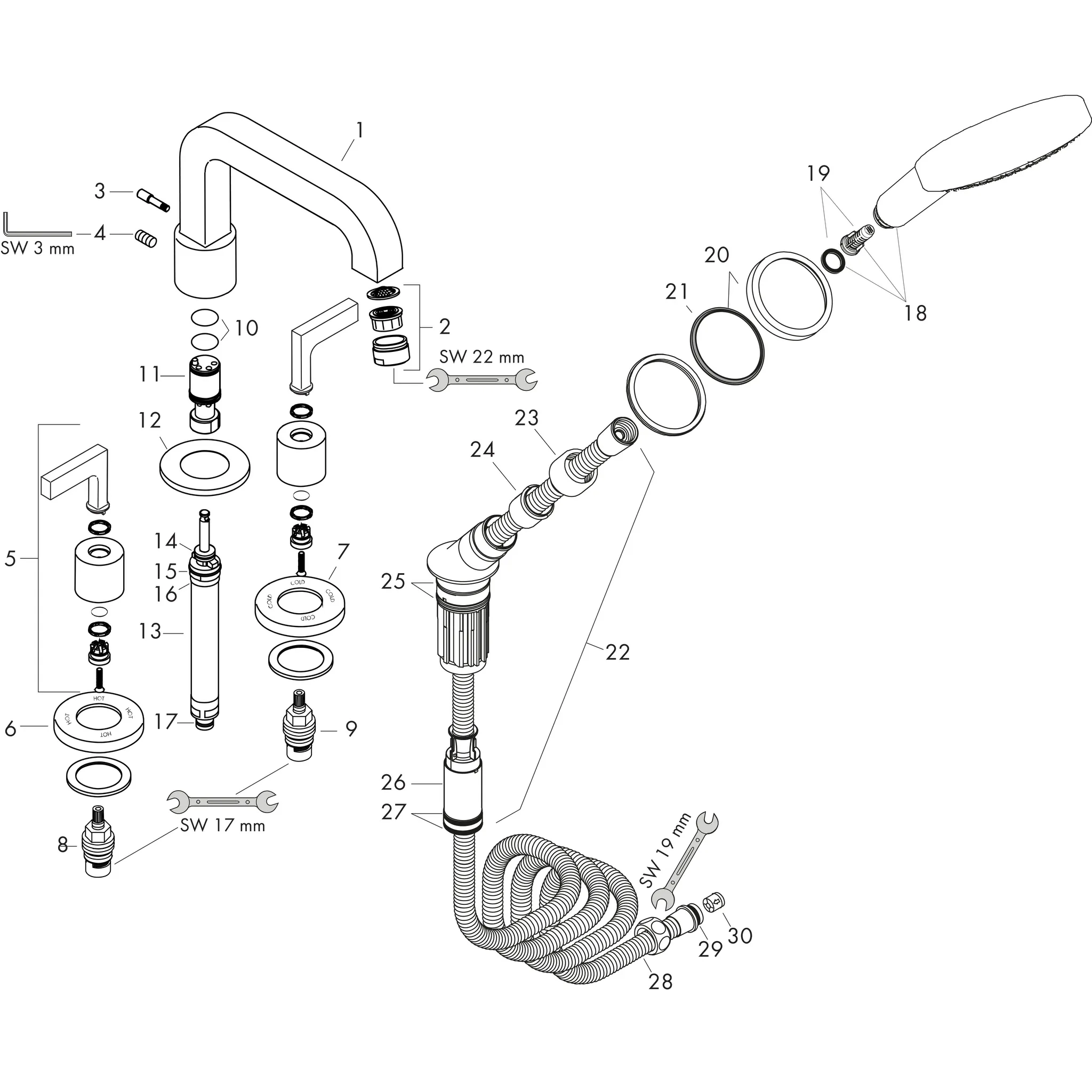 4-Loch Wannenarmatur Axor Citterio F-Set f.Wannenrand chrom mit Hebelgriff 4-Loch Wannenarmatur Axor Citterio F-Set f.Wannenrand chrom mit Hebelgriff