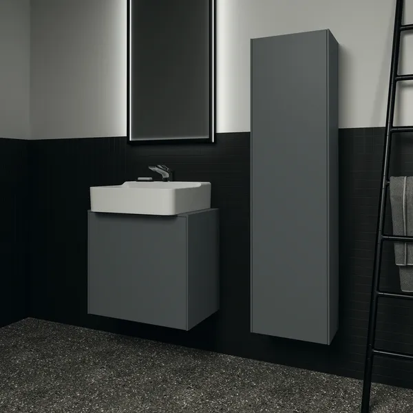 Ideal Standard Halbhochschrank Conca, 1 Tür, Anschlag links/rechts, 370x250x1400mm, Anthrazit