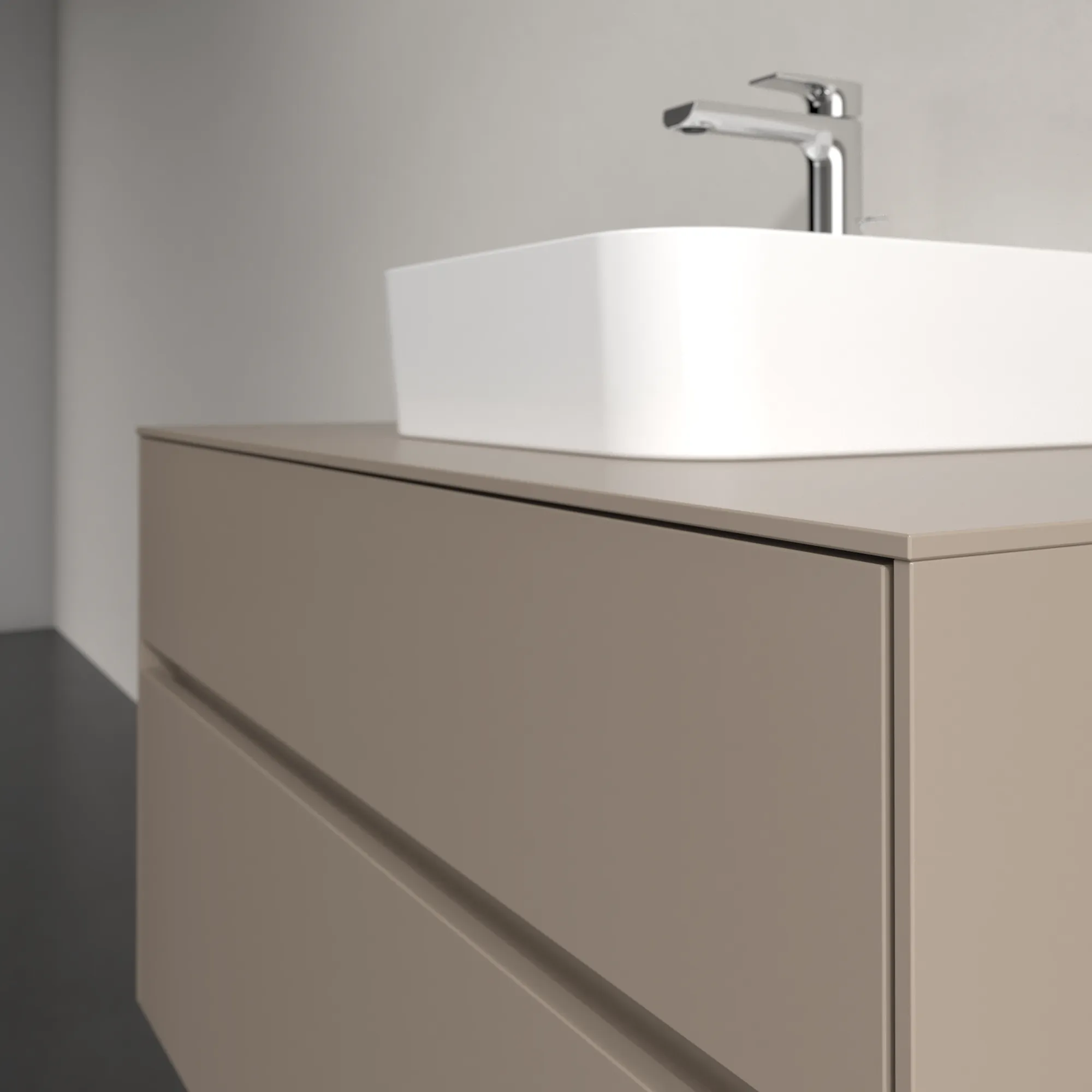 Villeroy & Boch Waschtischunterschrank „Collaro“ 1000 × 548 × 500 mm Taupe, mit Beleuchtung, für Becken mittig
