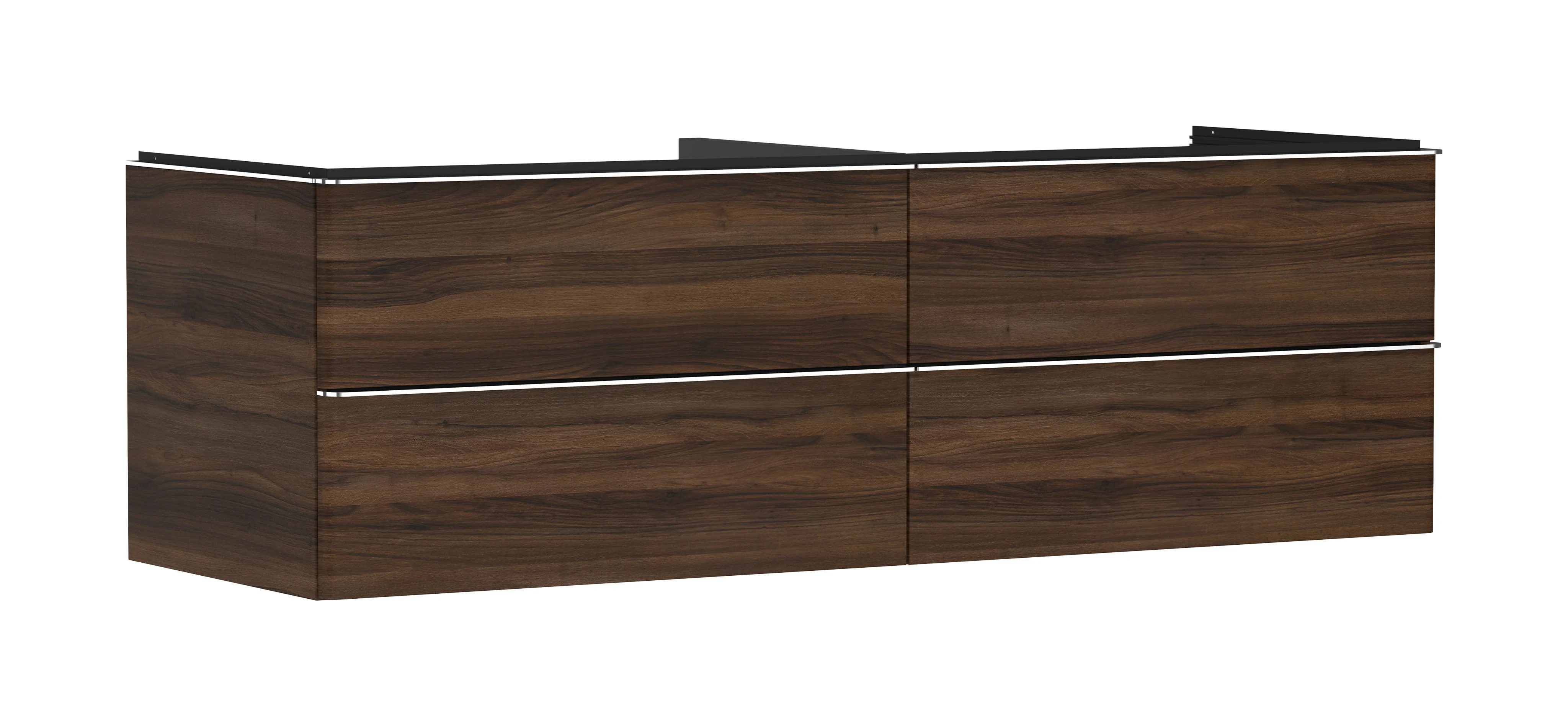 Hansgrohe Xelu Q Waschtischunterschrank Nussbaum Dunkel, 1.560 x 540 mm, 4 Schubkästen mit Vollauszug und SoftClose, verchromte Griffe