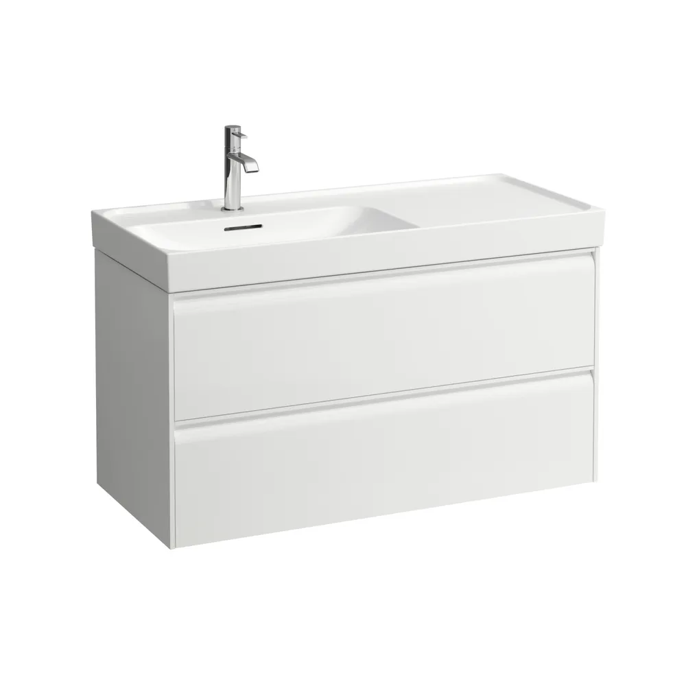 Waschtischunterbau MEDA 448x984x515 2 Schubladen integrierte Griffleiste für Waschtisch H817118 weiß matt