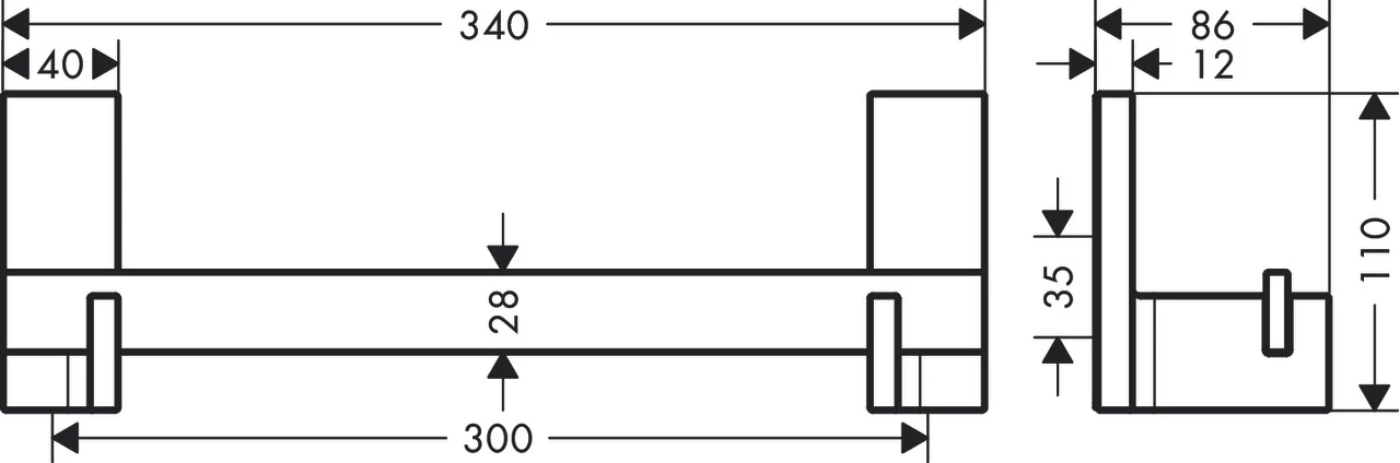 AXOR Universal Rectangular Haltestange Chrom