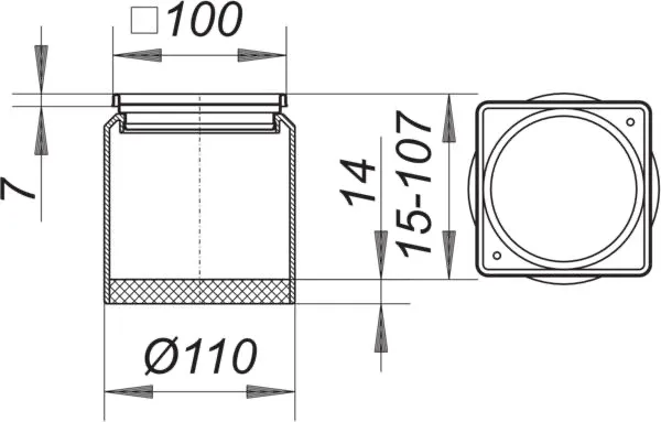 Aufsatzrahmen ECS 10 V4A, 100 x 100 mm