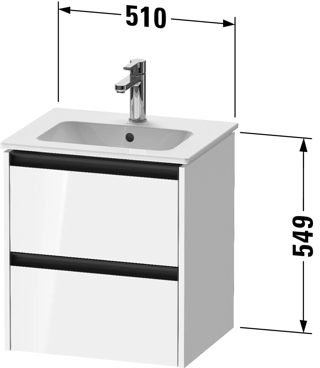 Duravit Waschtischunterschrank wandhängend „Ketho.2“ 51 × 54,9 × 42 cm in Eiche Terra