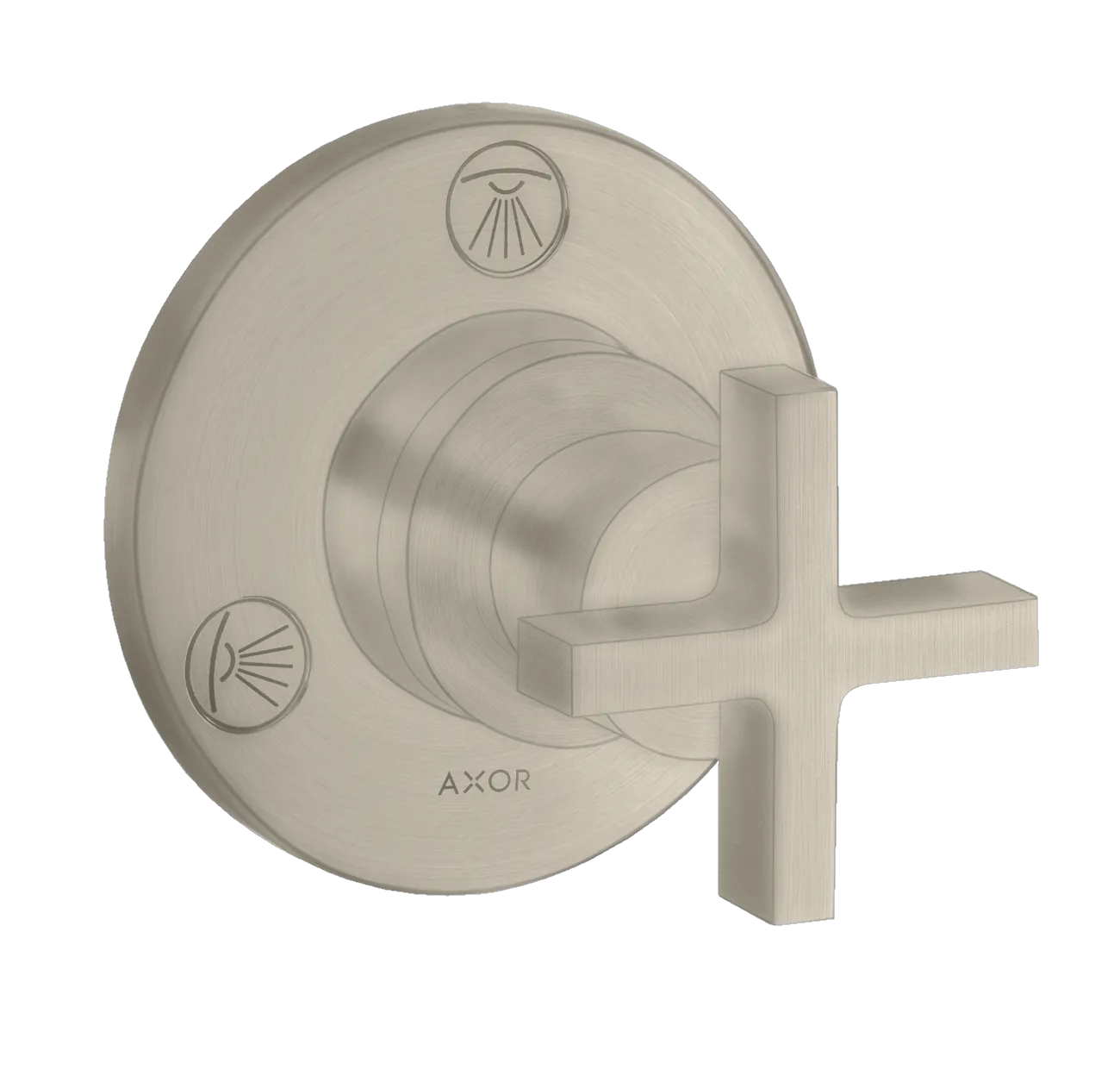 Hansgrohe AXOR Citterio Ab- und Umstellventil Trio/Quattro Unterputz mit Kreuzgriff, Brushed Nickel, DN20