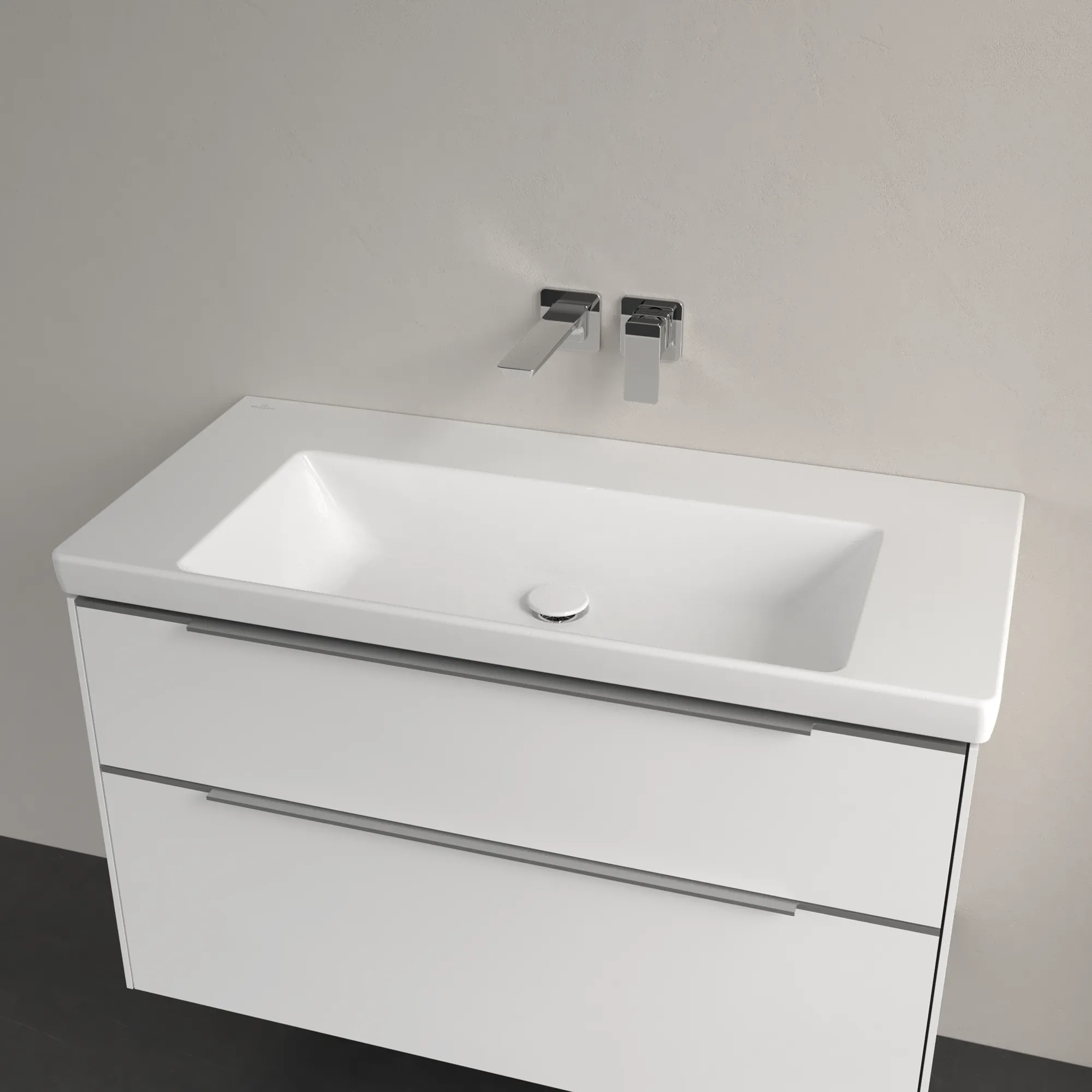 Villeroy & Boch Wandwaschtisch aus TitanCeram „Subway 3.0“ 1000 × 470 × 165 mm, ohne Hahnlochbohrung in Weiß Alpin Villeroy & Boch Wandwaschtisch aus TitanCeram „Subway 3.0“ 1000 × 470 × 165 mm, ohne Hahnlochbohrung in Weiß Alpin