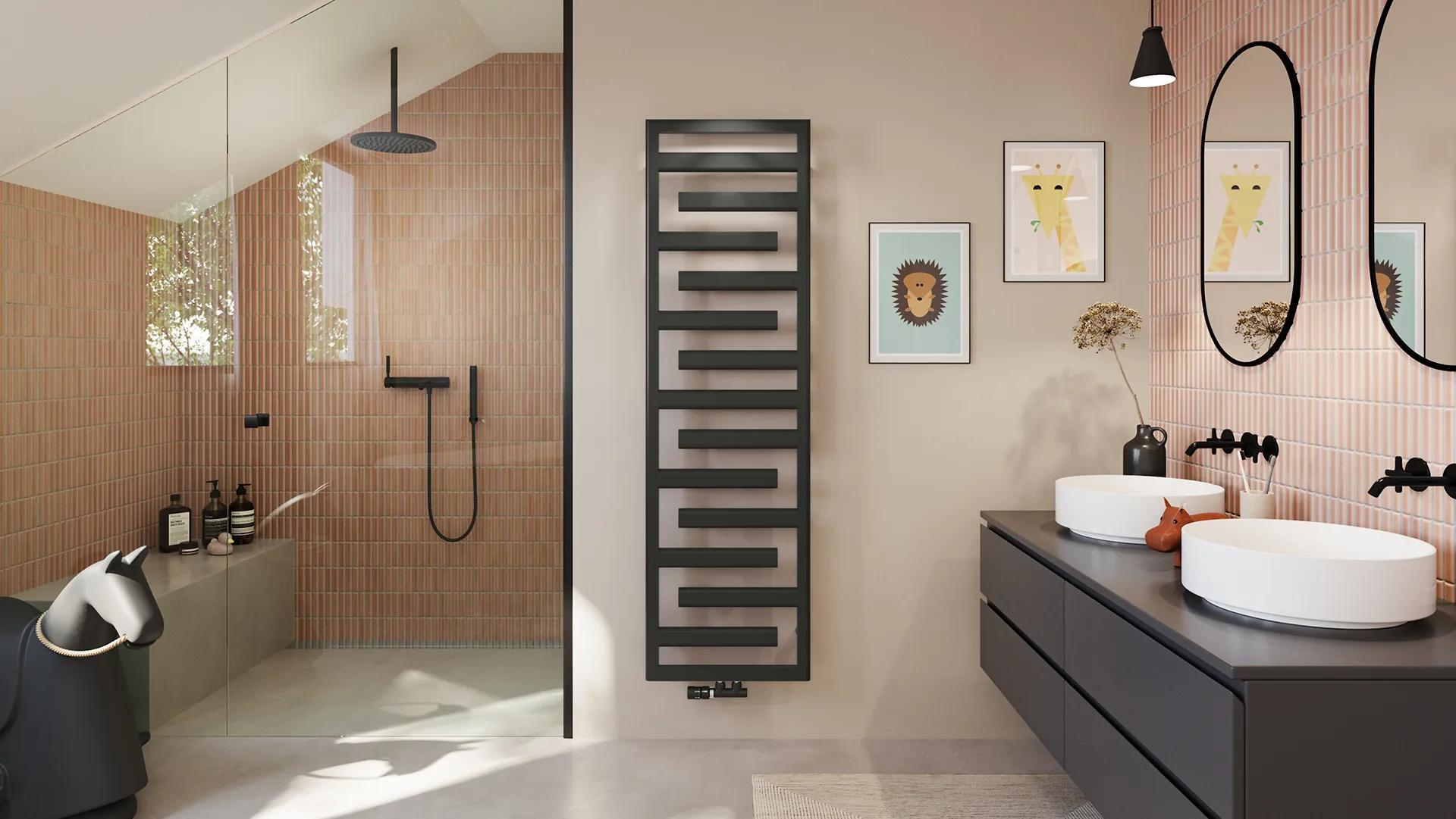 Zehnder Design-Heizkörper „Tetris“ 50 × 170 cm in Terracotta