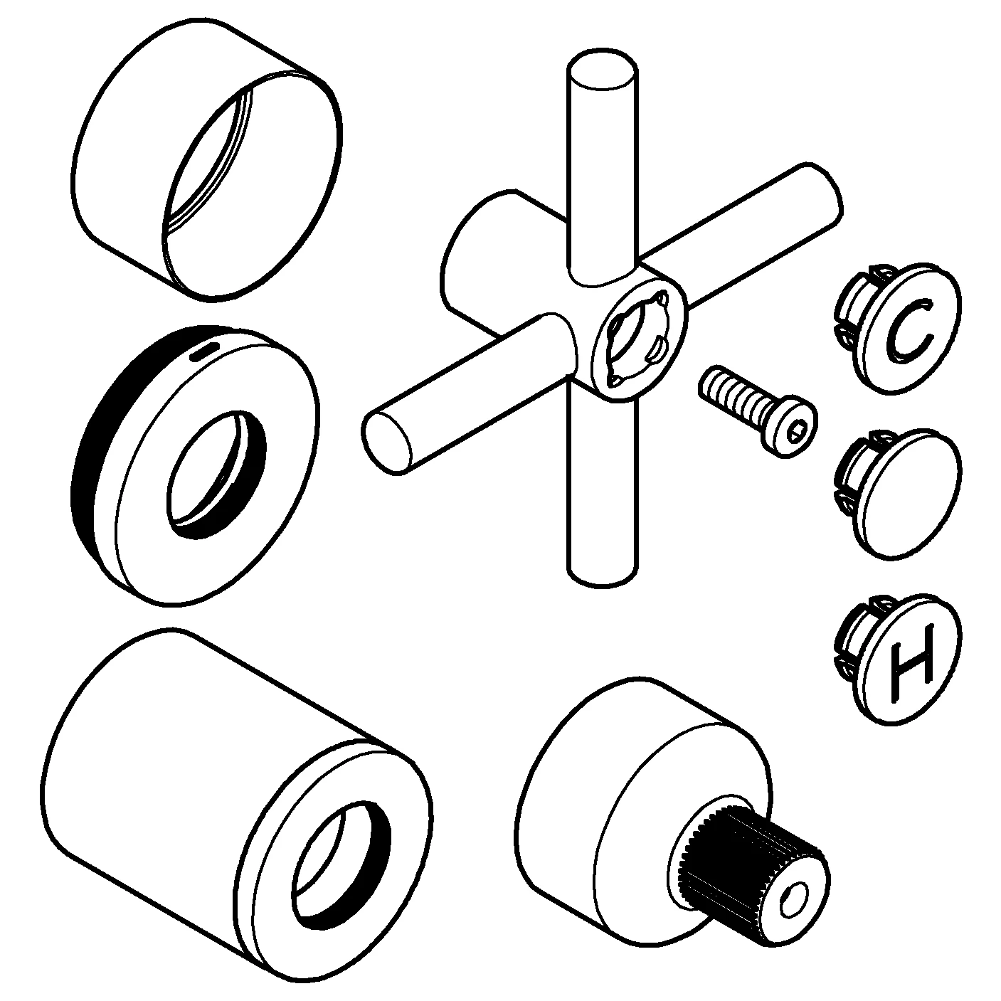 Griffe 18026, für Atrio Küchen- und Badarmaturen, 1 Paar, chrom