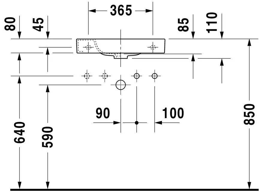 Wandwaschtisch „Happy D.2“, ohne Überlauf, Hahnlochposition links Wandwaschtisch „Happy D.2“, ohne Überlauf, Hahnlochposition links