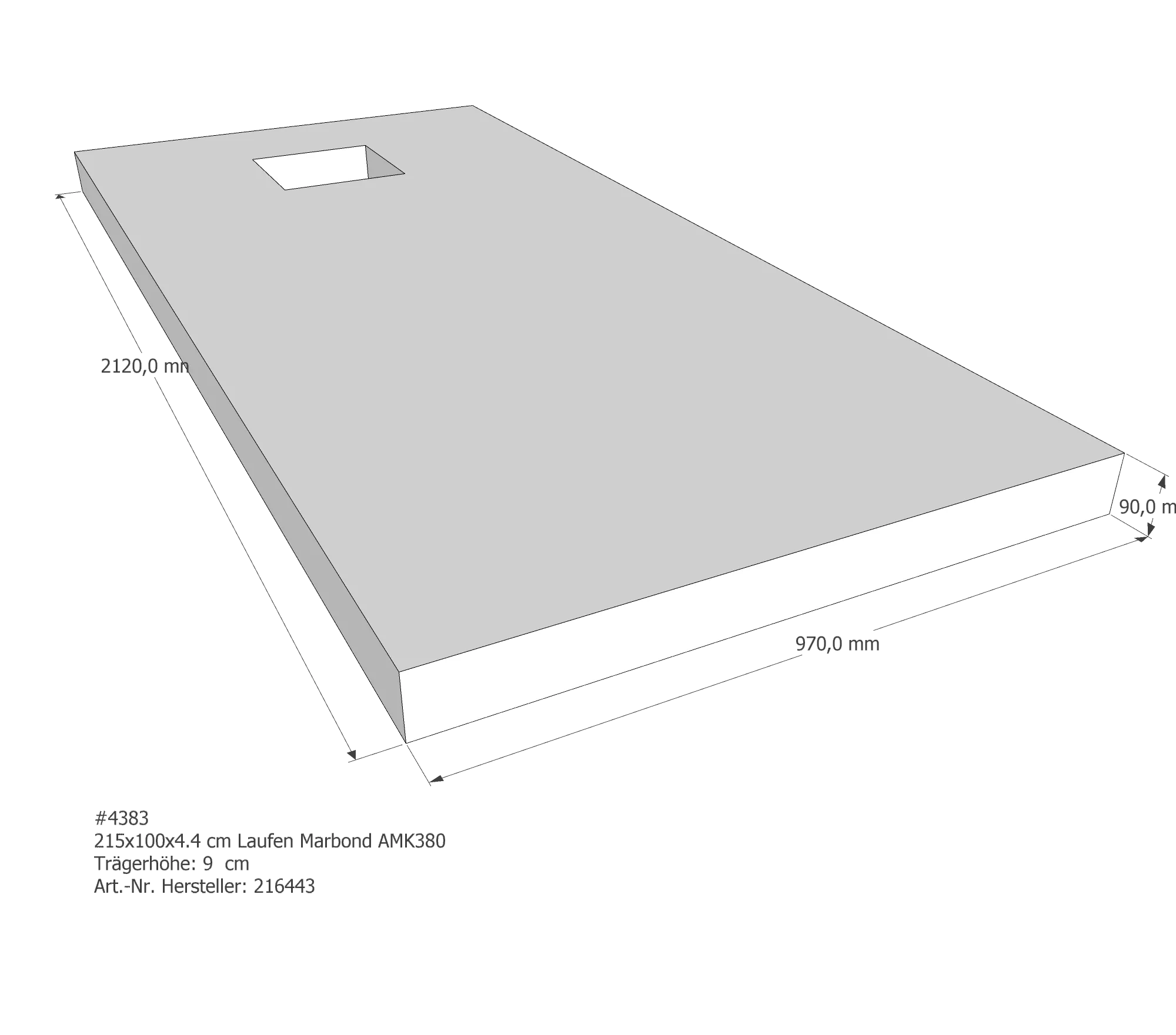 Duschwannenträger passend für Laufen Marbond 215 × 100 × 4,4 cm Duschwannenträger passend für Laufen Marbond 215 × 100 × 4,4 cm