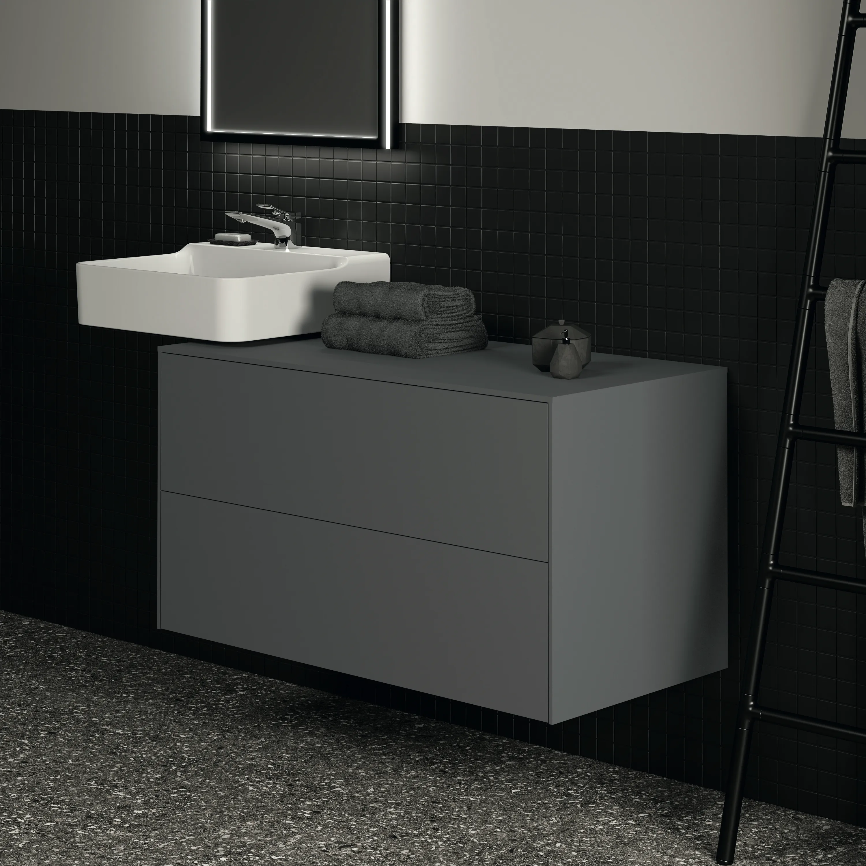 Ideal Standard Waschtischunterschrank Conca, 2 Auszüge, anthrazit Ideal Standard Waschtischunterschrank Conca, 2 Auszüge, anthrazit