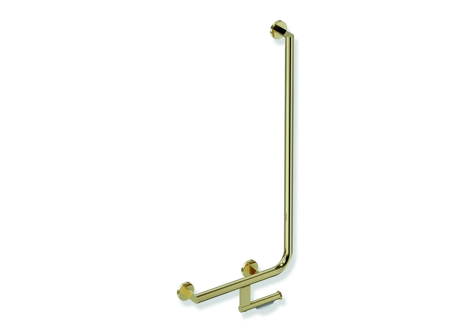 HEWI Winkelgriff mit WC-Papierrollenhalter, System 900, Edelstahl, PVD, waagerechte Länge 400 mm, senkrechte Länge 900 mm, D: 32 mm, links HEWI Winkelgriff mit WC-Papierrollenhalter, System 900, Edelstahl, PVD, waagerechte Länge 400 mm, senkrechte Länge 900 mm, D: 32 mm, links