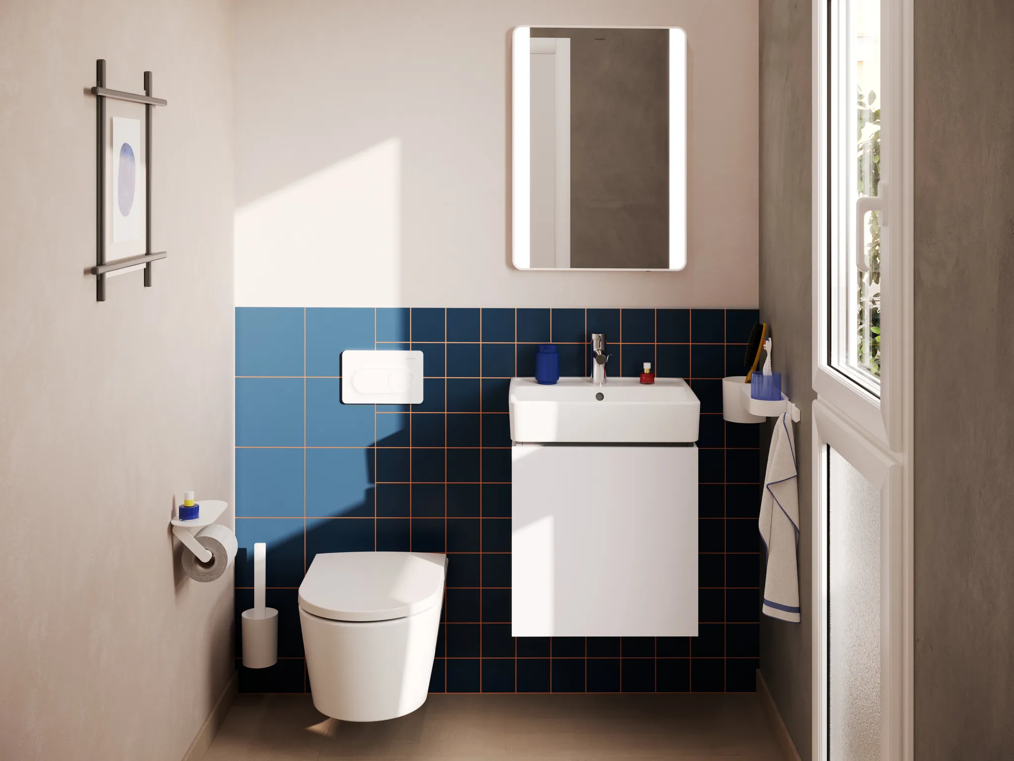 Hansgrohe Xarita Lite Q Spiegel mit seitlicher LED-Beleuchtung, 500⁄700⁄30, Mattweiß Hansgrohe Xarita Lite Q Spiegel mit seitlicher LED-Beleuchtung, 500⁄700⁄30, Mattweiß