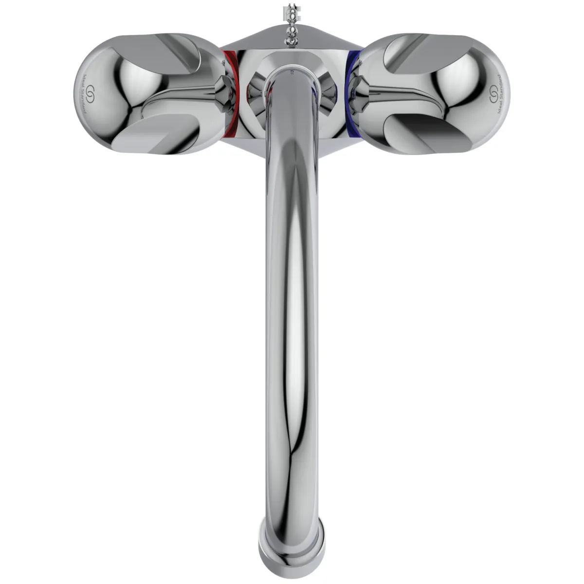 Zweigriff-Waschtischarmatur Alpha, ohne Ablaufgarnitur, mit Kette, Ausladung 155mm, Chrom Zweigriff-Waschtischarmatur Alpha, ohne Ablaufgarnitur, mit Kette, Ausladung 155mm, Chrom