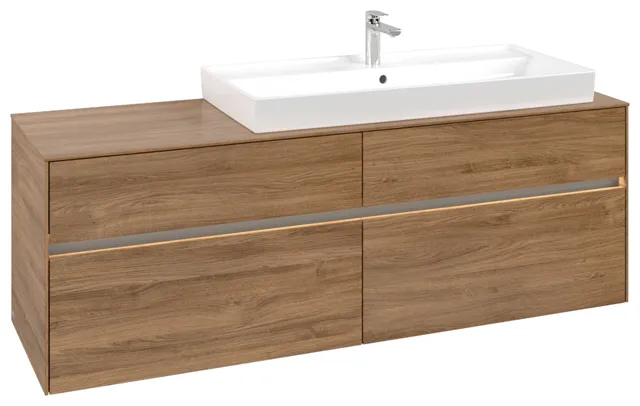 Villeroy & Boch Waschtischunterschrank „Collaro“ 1600 × 548 × 500 mm Kansas Oak, mit Beleuchtung, für Becken rechts