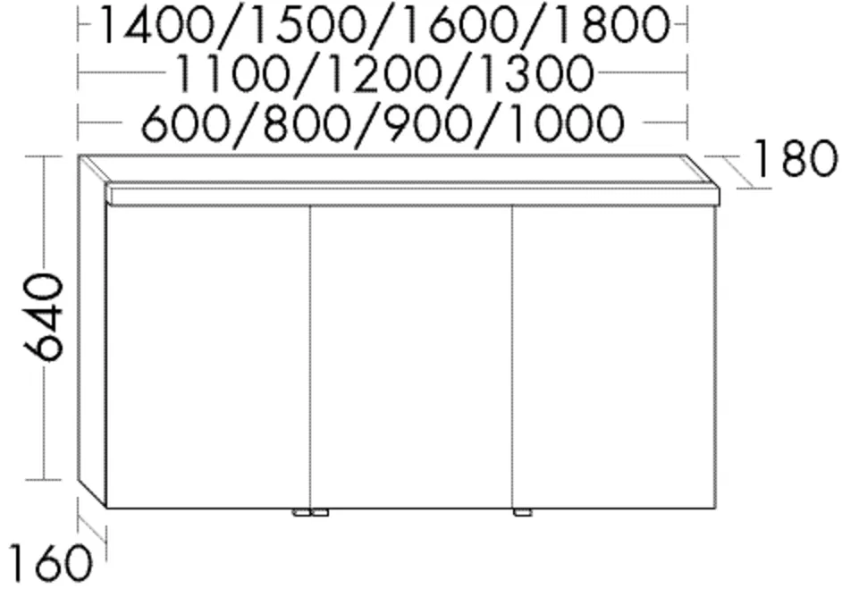Spiegelschrank Sys30 von burgbad - beidseitig verspiegelt, LED-Aufsatzleuchte dimmbar, 180x600x640 mm