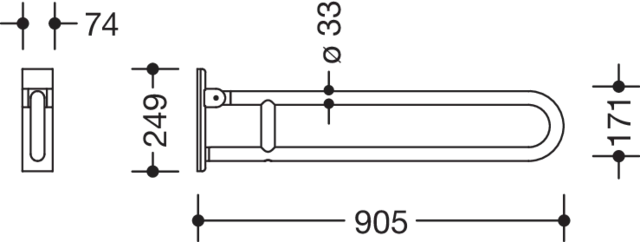 HEWI Mobiler Stützklappgriff, Edelstahl, 900 mm Ausladung HEWI Mobiler Stützklappgriff, Edelstahl, 900 mm Ausladung